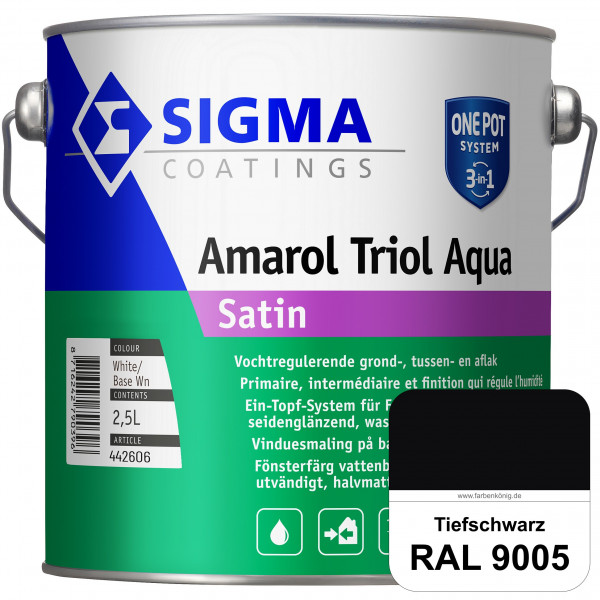 Sigma Amarol Triol Aqua Satin (B-Ware) - 1 Liter (RAL 9005 Tiefschwarz)