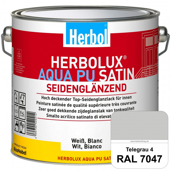 Herbolux Aqua PU Satin (RAL 7047 Telegrau 4) Wasserverdünnbarer Top-PU-Seidenglanzlack (Innen)