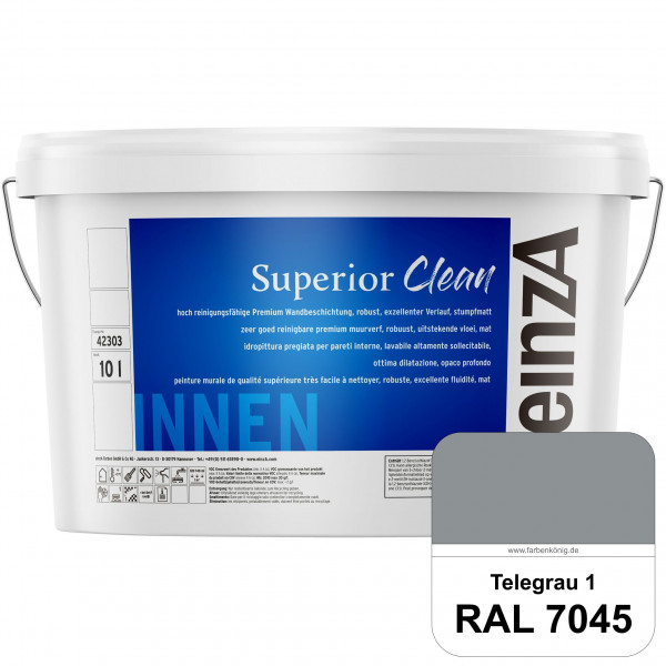 einzA Superior Clean (RAL 7045 Telegrau 1) Hoch reinigungsfähige, stumpfmatte Premium-Wandbeschichtu