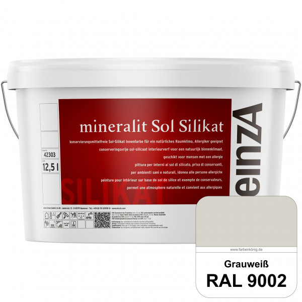 einzA mineralit Sol Silikat (RAL 9002 Grauweiß) Sol-Silikat-Innenfarbe für Decken- und Wandflächen