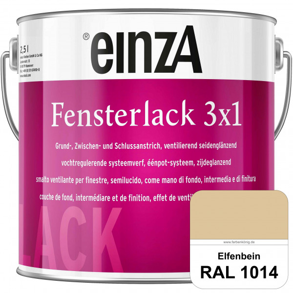 einzA Fensterlack 3 x 1 (RAL 1014 Elfenbein) wetterbeständiger & seidenglänzender Fensterlack