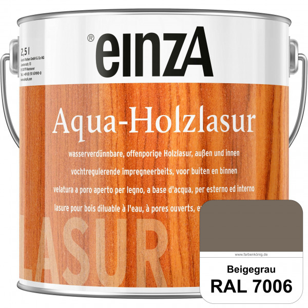 einzA Aqua-Holzlasur (RAL 7006 Beigegrau) wasserverdünnbare offenporige Holzlasur für Holzbauteile