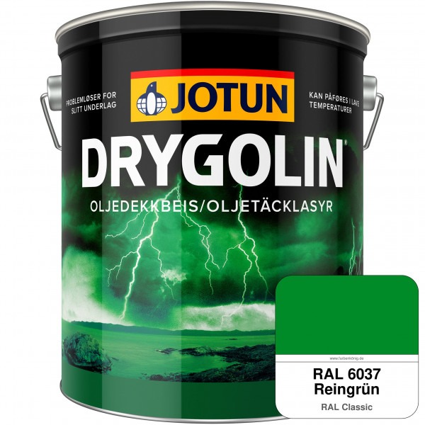 DRYGOLIN Oljedekkbeis - Deckende & wetterbeständige Öllasur für Außen (RAL 6037 Reingrün)