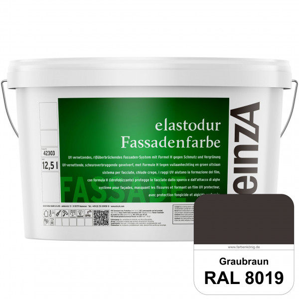 einzA elastodur Fassadenfarbe (RAL 8019 Graubraun) UV-vernetzendes & rissüberbrückendes Fassadenfarb