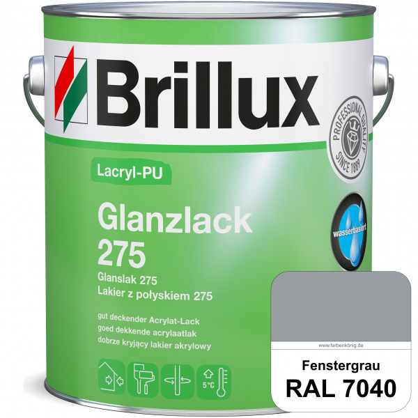 Lacryl-PU Glanzlack 275 (RAL 7040 Fenstergrau) Glänzender Lack (wasserbasiert) für z. B. Holz, Zink,