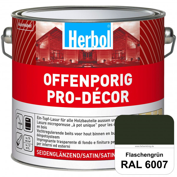 Herbol Offenporig Pro-Décor (RAL 6007 Flaschengrün) Hochwertige Ein-Topf-Holzlasur mit 2-Phasen-UV-S