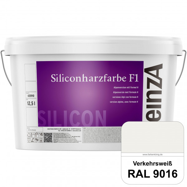 einzA Siliconharzfarbe F1 (RAL 9016 Verkehrsweiß) Universal Siliconharz-Fassadenfarbe, kalkmatt, wet
