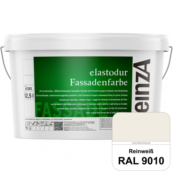 einzA elastodur Fassadenfarbe (RAL 9010 Reinweiß) UV-vernetzendes & rissüberbrückendes Fassadenfarbe