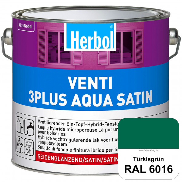 Venti 3Plus Aqua Satin (RAL 6016 Türkisgrün) wasserbasierter & feuchtigkeitregulierender Ein-Topf-Fe