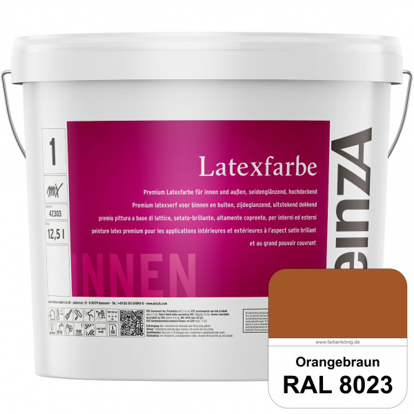 einzA Latexfarbe Premium (RAL 8023 Orangebraun) Hochwertige scheuerbeständige seidenglänzende Latexf