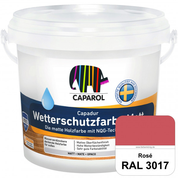 Capadur Wetterschutzfarbe Matt (RAL 3017 Rosa) matte Holzfarbe mit NQG-Technologie für außen