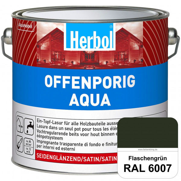Offenporig Aqua (RAL 6007 Flaschengrün) Wasserverdünnbar & hochwertige Ein-Topf-Holzlasur - Feuchtes