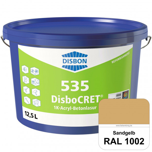 DisboCRET 535 1K-Acryl-Betonlasur (RAL 1002 Sandgelb) Schutzbeschichtung für Beton im Außenbereich -