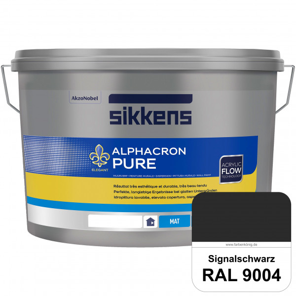 Alphacron Pure (RAL 9004 Signalschwarz) Edelmatte & hochertige Premium Wandfarbe für glatte Untergrü