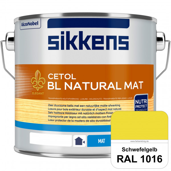 Cetol BL Natural Mat (RAL 1016 Schwefelgelb) Matte, wasserverdünnnbare Dünnschichtlasur