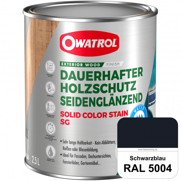 Solid Color Stain SG (RAL 5004 Schwarzblau) deckende und seidenglänzende Wetterschutzfarbe außen