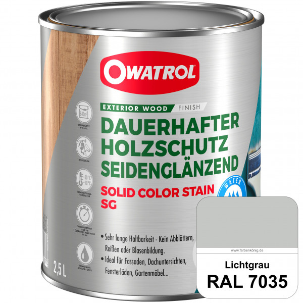 Solid Color Stain SG (RAL 7035 Lichtgrau) deckende und seidenglänzende Wetterschutzfarbe außen