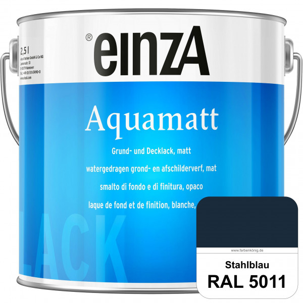 einzA Aquamatt (RAL 5011 Stahlblau) Wasserverdünnbare Vorstreichfarbe & matte Lackfarbe