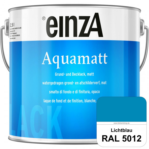 einzA Aquamatt (RAL 5012 Lichtblau) Wasserverdünnbare Vorstreichfarbe & matte Lackfarbe