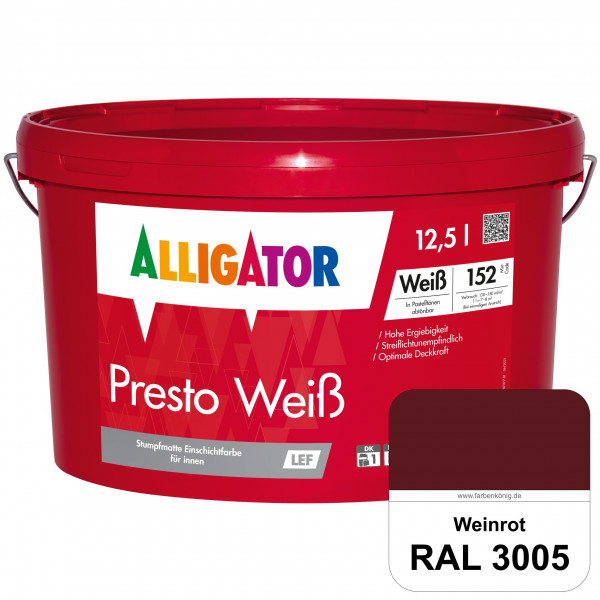 Presto Weiß LEF (RAL 3005 Weinrot)
