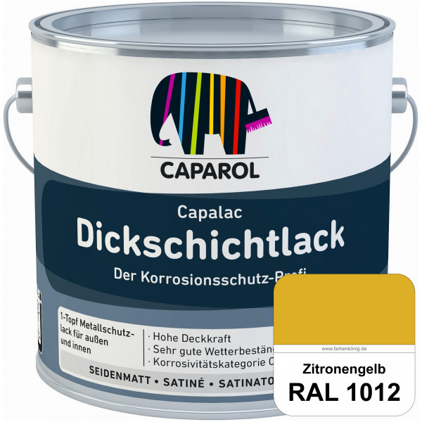 Capalac Dickschichtlack (RAL 1012 Zitronengelb) 1-Topf Metallschutzlack (löselmittelhaltig) innen &