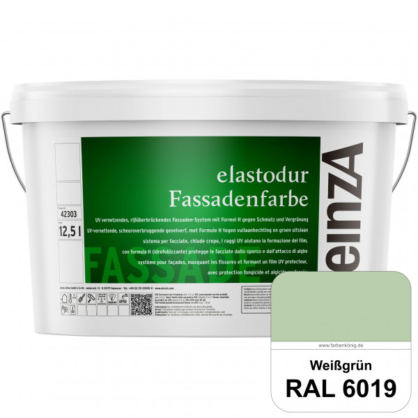 einzA elastodur Fassadenfarbe (RAL 6019 Weißgrün) UV-vernetzendes & rissüberbrückendes Fassadenfarbe