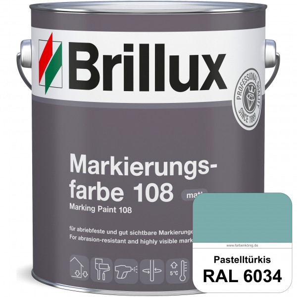 Markierungsfarbe 108 (RAL 6034 Pastelltürkis) Markierungsfarbe für Asphalt, Betonböden, Zementestric