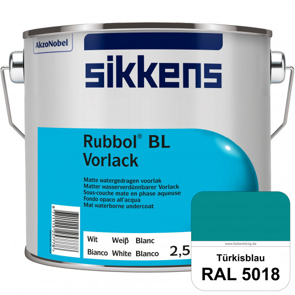 Rubbol BL Vorlack (RAL 5018 Türkisblau) Wasserbasierter, matter & umweltschonender Vorlack (innen)