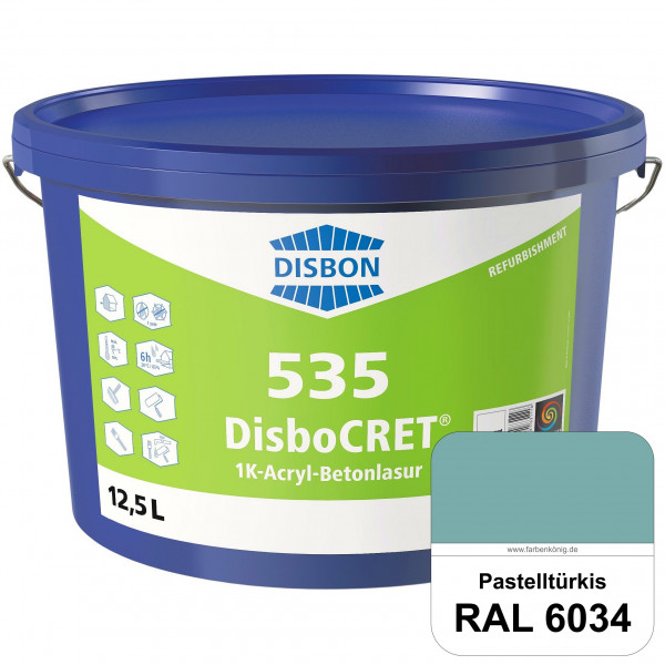 DisboCRET 535 1K-Acryl-Betonlasur (RAL 6034 Pastelltürkis) Schutzbeschichtung für Beton im Außenbere