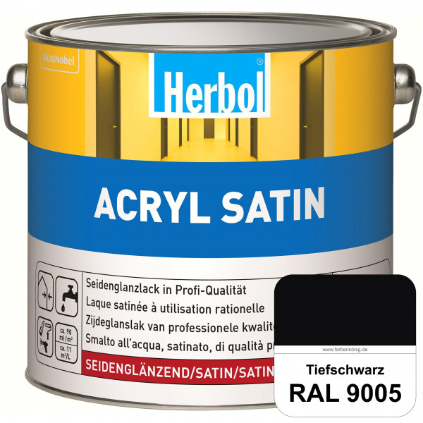 Acryl Satin (RAL 9005 Tiefschwarz) wasserverdünnbarer seidenglänzender Lack (Innen & Außen)