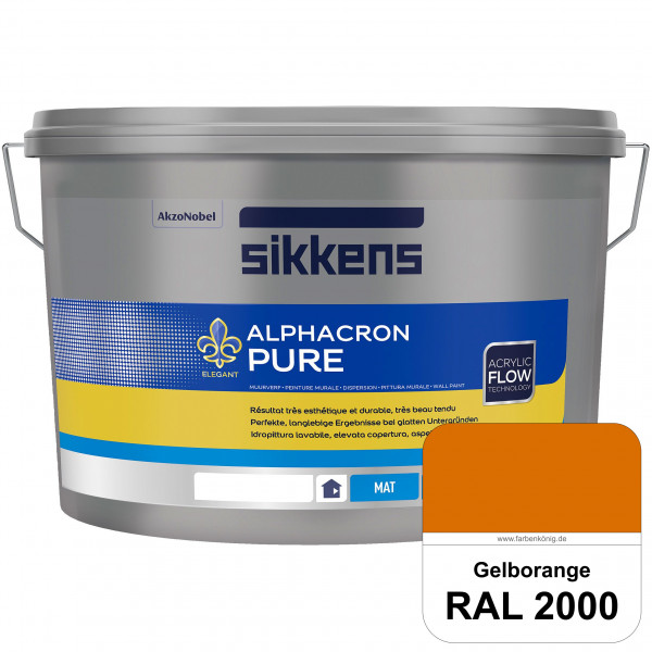Alphacron Pure (RAL 2000 Gelborange) Edelmatte & hochertige Premium Wandfarbe für glatte Untergründe