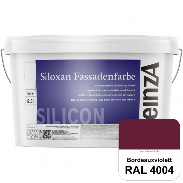 einzA Siloxan Fassadenfarbe (RAL 4004 Bordeauxviolett) Siliconvergütete Fassadenfarbe