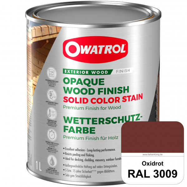 Solid Color Stain (RAL 3009 Oxidrot) deckende und matte Wetterschutzfarbe außen