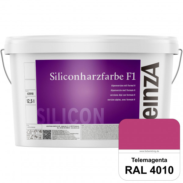 einzA Siliconharzfarbe F1 (RAL 4010 Telemagenta) Universal Siliconharz-Fassadenfarbe, kalkmatt, wett