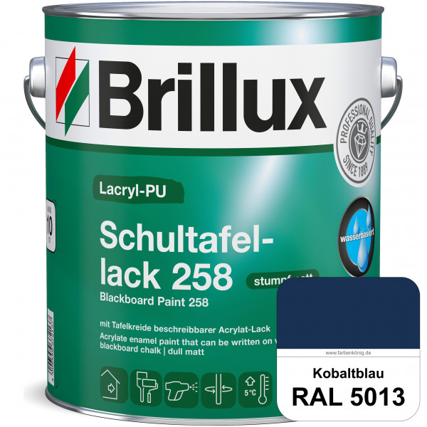 Lacryl-PU Schultafellack 258 (RAL 5013 Kobaltblau) wasserbasierter und matter Schultafellack (innen)