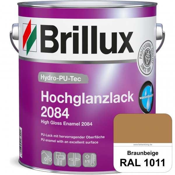 Hydro-PU-Tec Hochglanzlack 2084 (RAL 1011 Braunbeige) wasserbasierter Hochglanzlack für Holz, Zink,