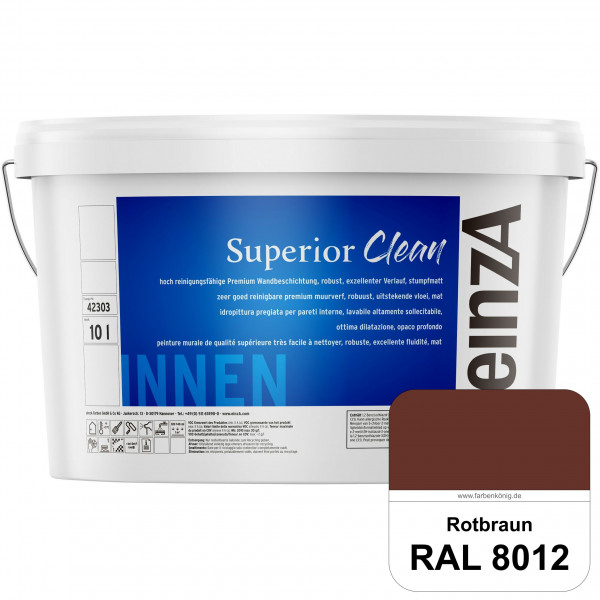 einzA Superior Clean (RAL 8012 Rotbraun) Hoch reinigungsfähige, stumpfmatte Premium-Wandbeschichtung