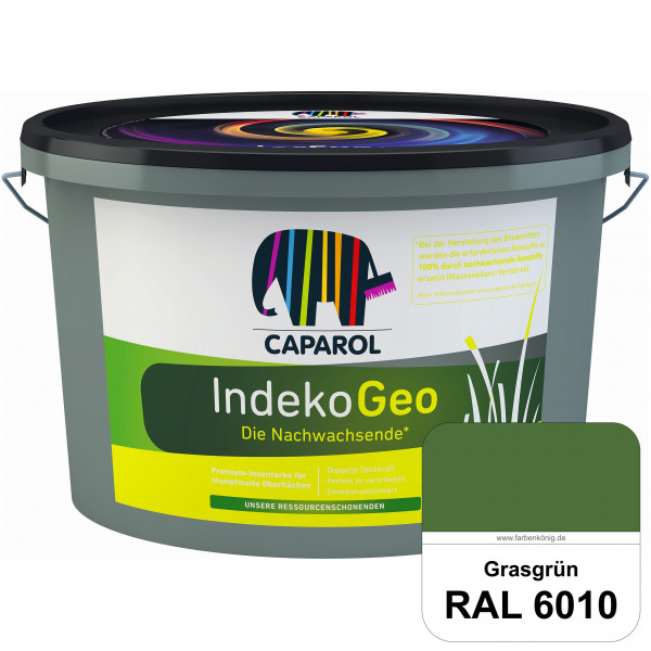 IndekoGeo (RAL 6010 Grasgrün) Ressourcenschonende Premium Innenfarbe für stumpfmatte Oberflächen
