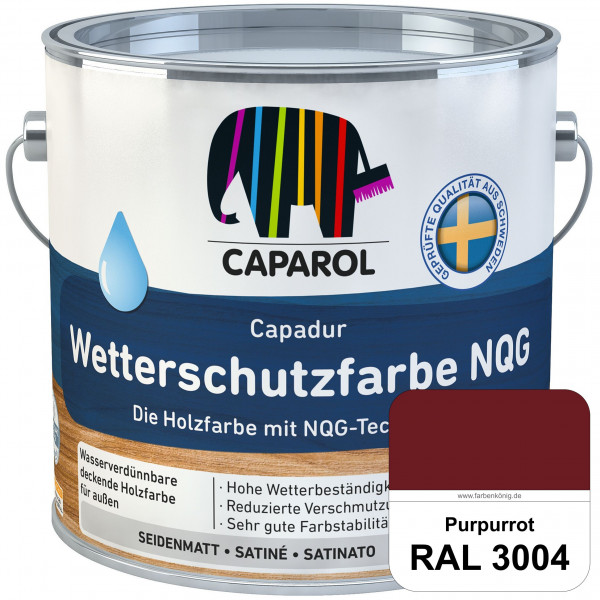 Capadur Wetterschutzfarbe NQG (RAL 3004 Purpurrot) Holzfarbe mit NQG-Technologie wasserbasiert für a