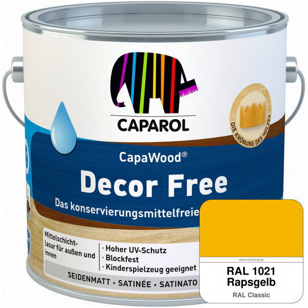 CapaWood® Decor Free (RAL 1021 Rapsgelb) - ersetzt Capadur DecorLasur KF