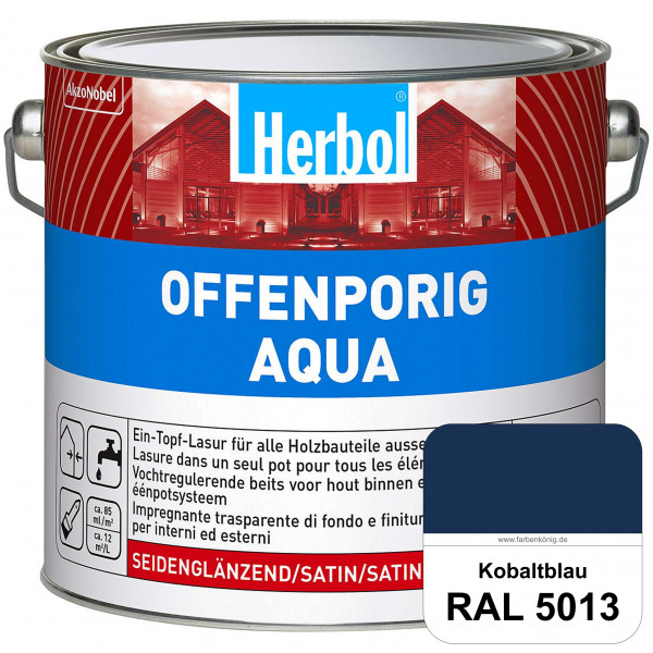Offenporig Aqua (RAL 5013 Kobaltblau) Wasserverdünnbar & hochwertige Ein-Topf-Holzlasur - Feuchtesch