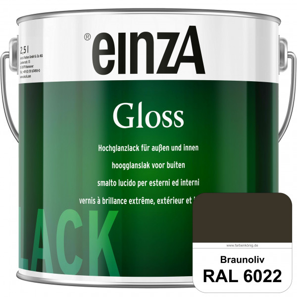 einzA Gloss (RAL 6022 Braunoliv) Hochwertiger Alkydharzlack in Premium-Qualität, hochglänzend.