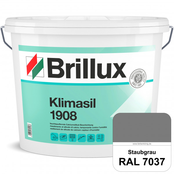Klimasil 1908 (RAL 7037 Staubgrau) feuchtepuffernde & gut füllende Calciumsilikat-Beschichtung (auße