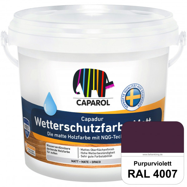 Capadur Wetterschutzfarbe Matt (RAL 4007 Purpurviolett) matte Holzfarbe mit NQG-Technologie für auße