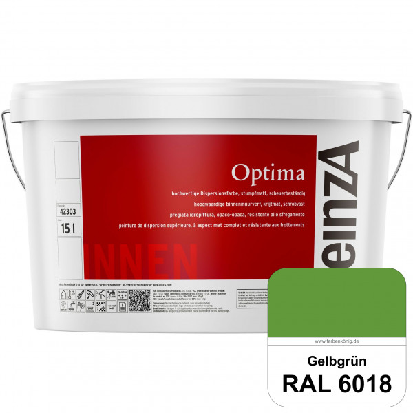 einzA Optima (RAL 6018 Gelbgrün) Stumpfmatte Dispersionsfarbe für hochwertige Anstriche