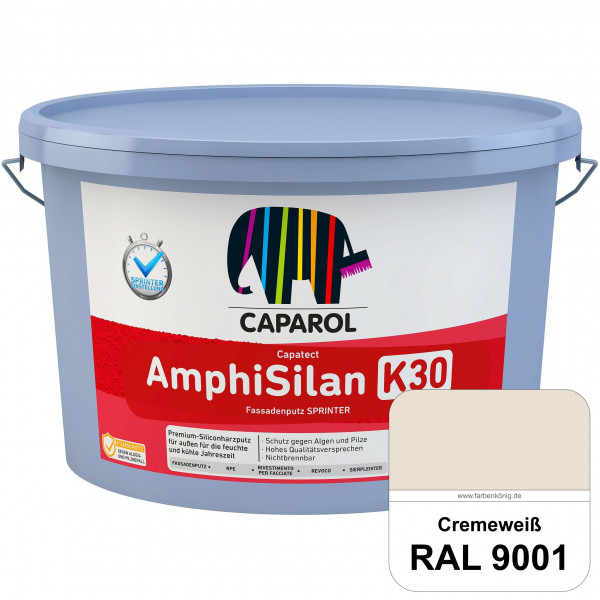 Capatect AmphiSilan Fassadenputz K 30 Winter/SPRINTER (RAL 9001 Cremeweiß) Verarbeitungsfertiger Sil