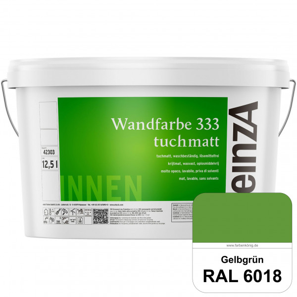 einzA Wandfarbe 333 tuchmatt (RAL 6018 Gelbgrün) Hochdeckende, waschbeständige Wandfarbe