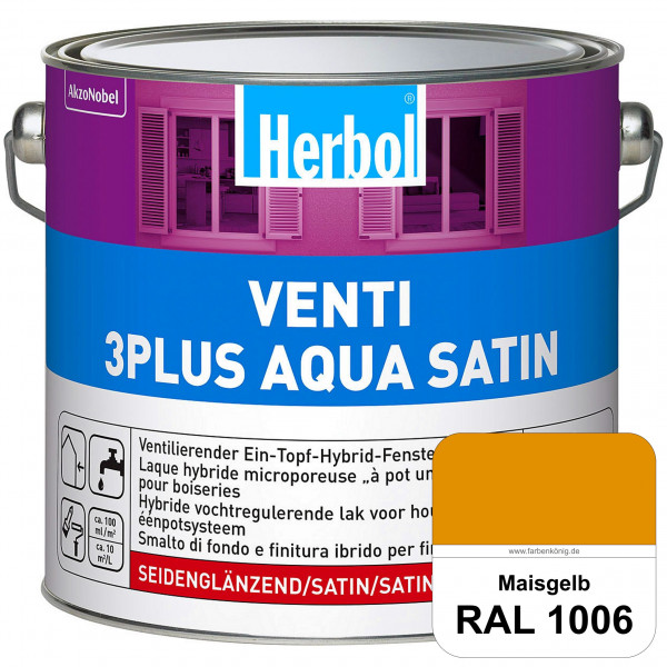 Venti 3Plus Aqua Satin (RAL 1006 Maisgelb) wasserbasierter & feuchtigkeitregulierender Ein-Topf-Fens