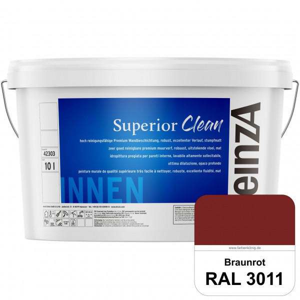 einzA Superior Clean (RAL 3011 Braunrot) Hoch reinigungsfähige, stumpfmatte Premium-Wandbeschichtung