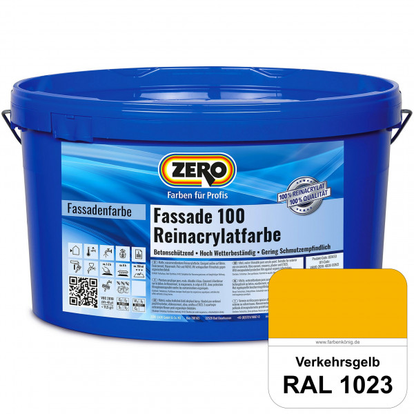 Fassade 100 Reinacrylatfarbe (RAL 1023 Verkehrsgelb)